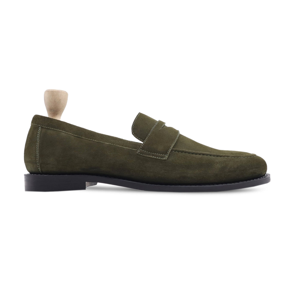 Treb - Men's Olive Green Kid Suede Loafer - Goodyear Welted