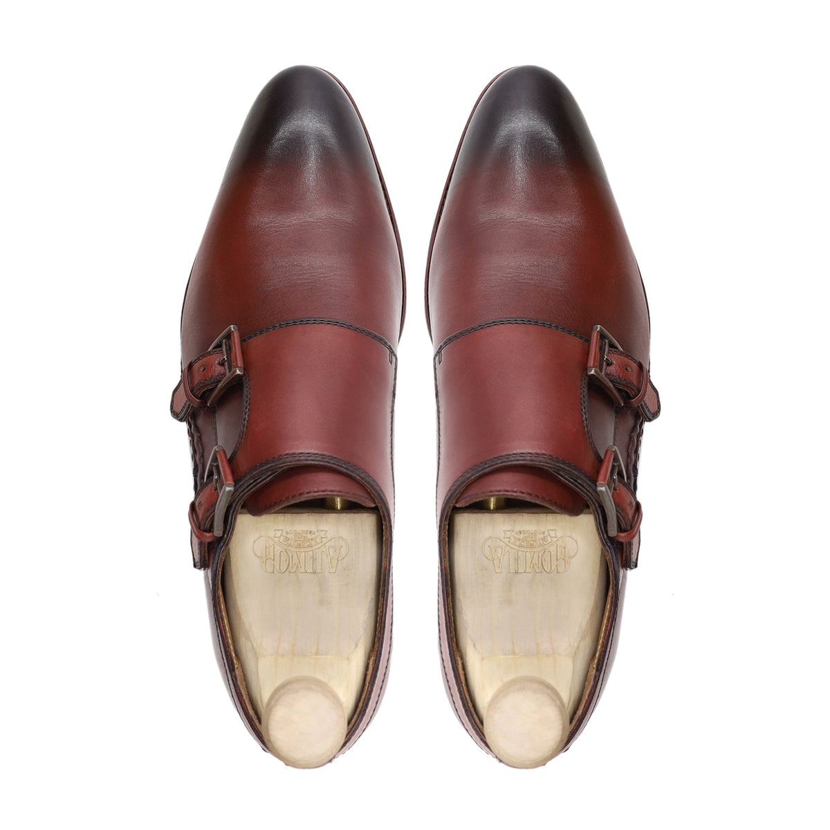 Uzice - Men's Burnished Oxblood Calf Leather Double Monkstrap