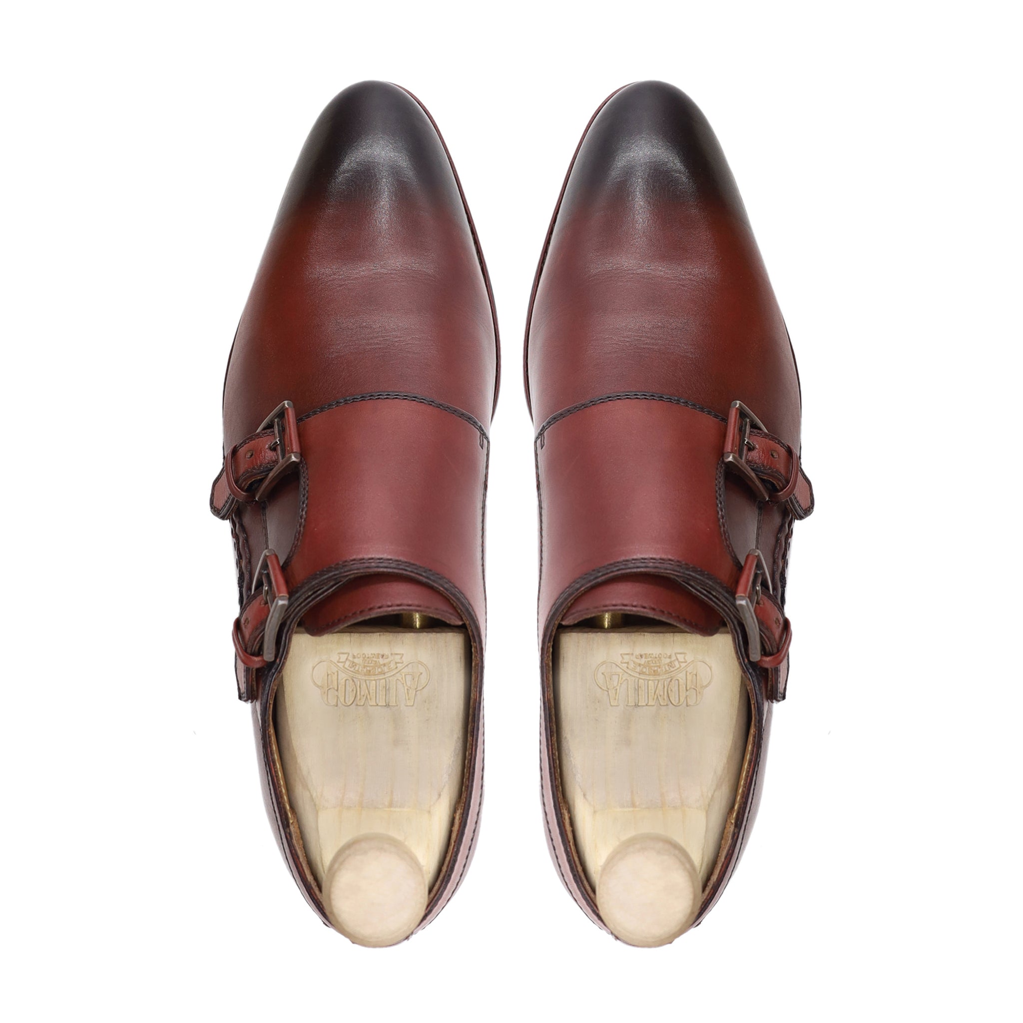 Uzice - Men's Burnished Oxblood Calf Leather Double Monkstrap