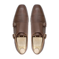 Arad - Men's Brown Pebble Grain Leather Double Monkstrap