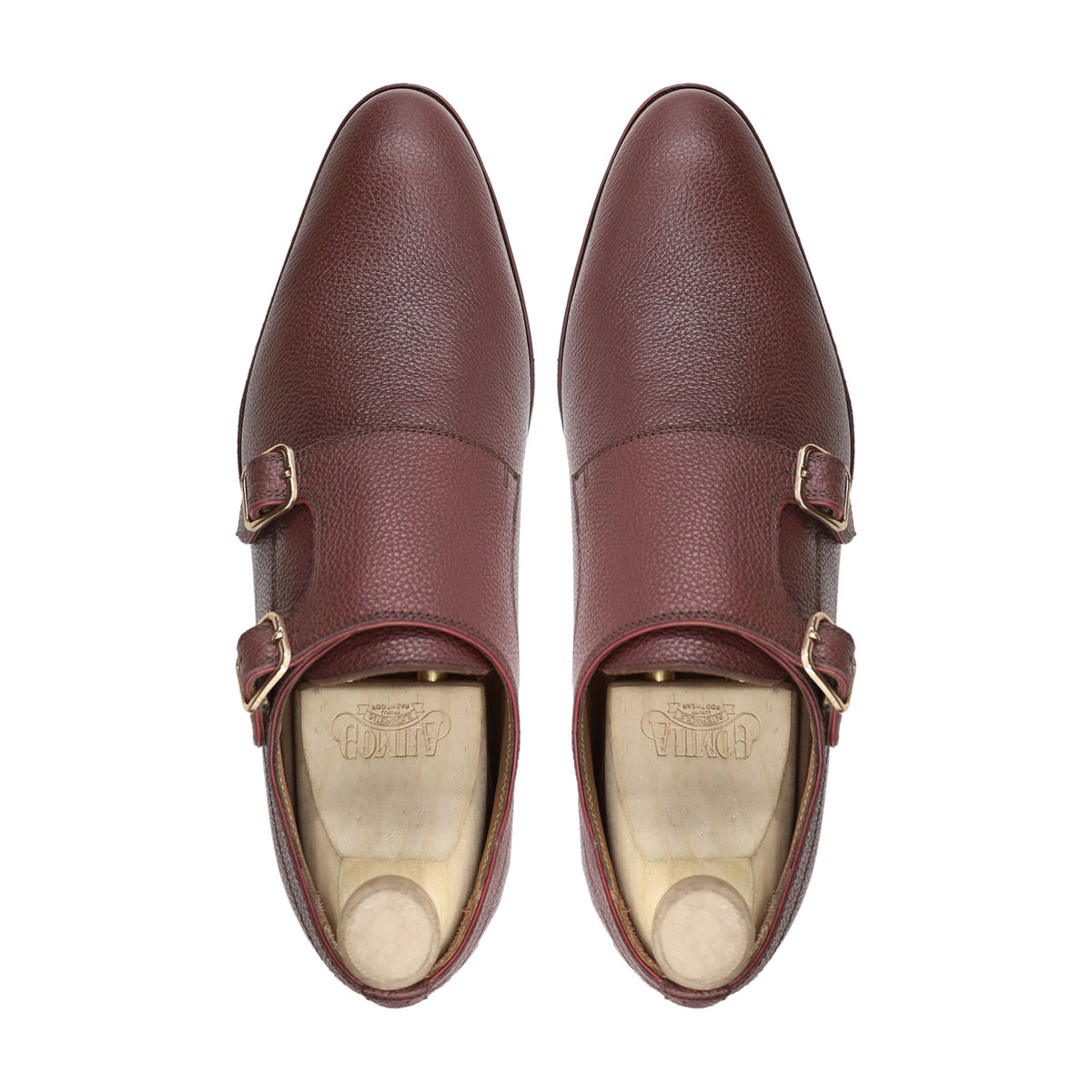 Akranes - Men's Oxblood Pebble Grain Leather Double Monkstrap