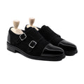 Carden - Men's Black Patent Leather and Kid Suede Double Monkstrap