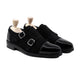 Carden - Men's Black Patent Leather and Kid Suede Double Monkstrap