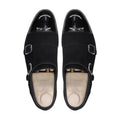 Carden - Men's Black Patent Leather and Kid Suede Double Monkstrap