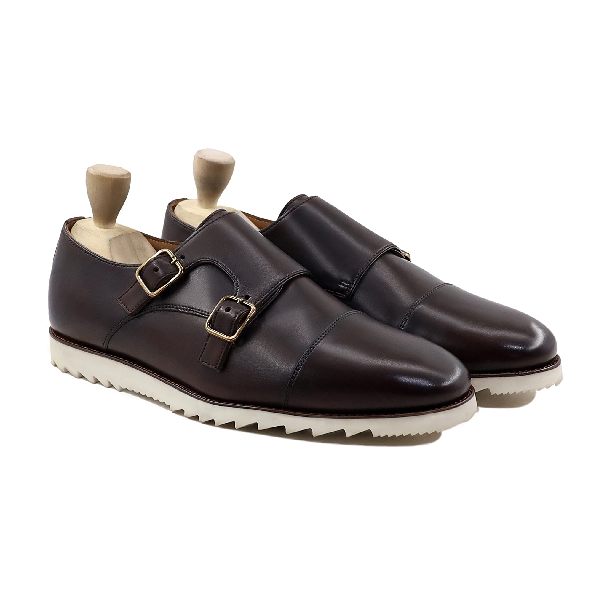 Nuray - Men's Dark Brown Calf Leather Double Monkstrap