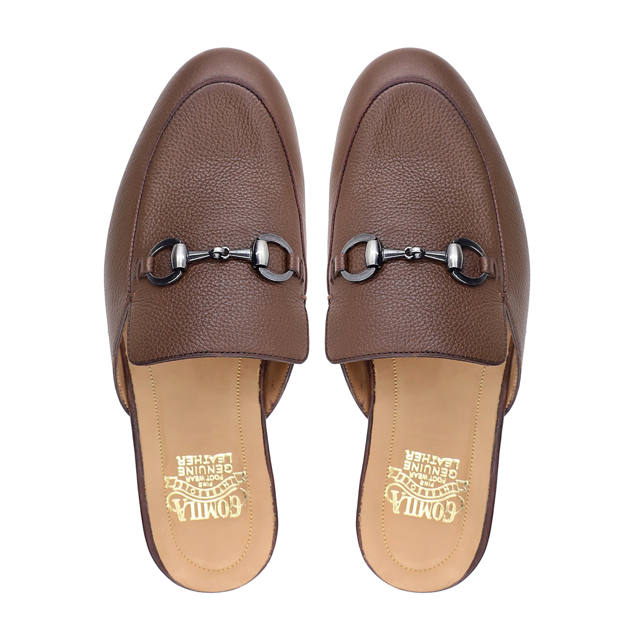 Dameka - Men's Brown Pebble Grain Leather Slipper