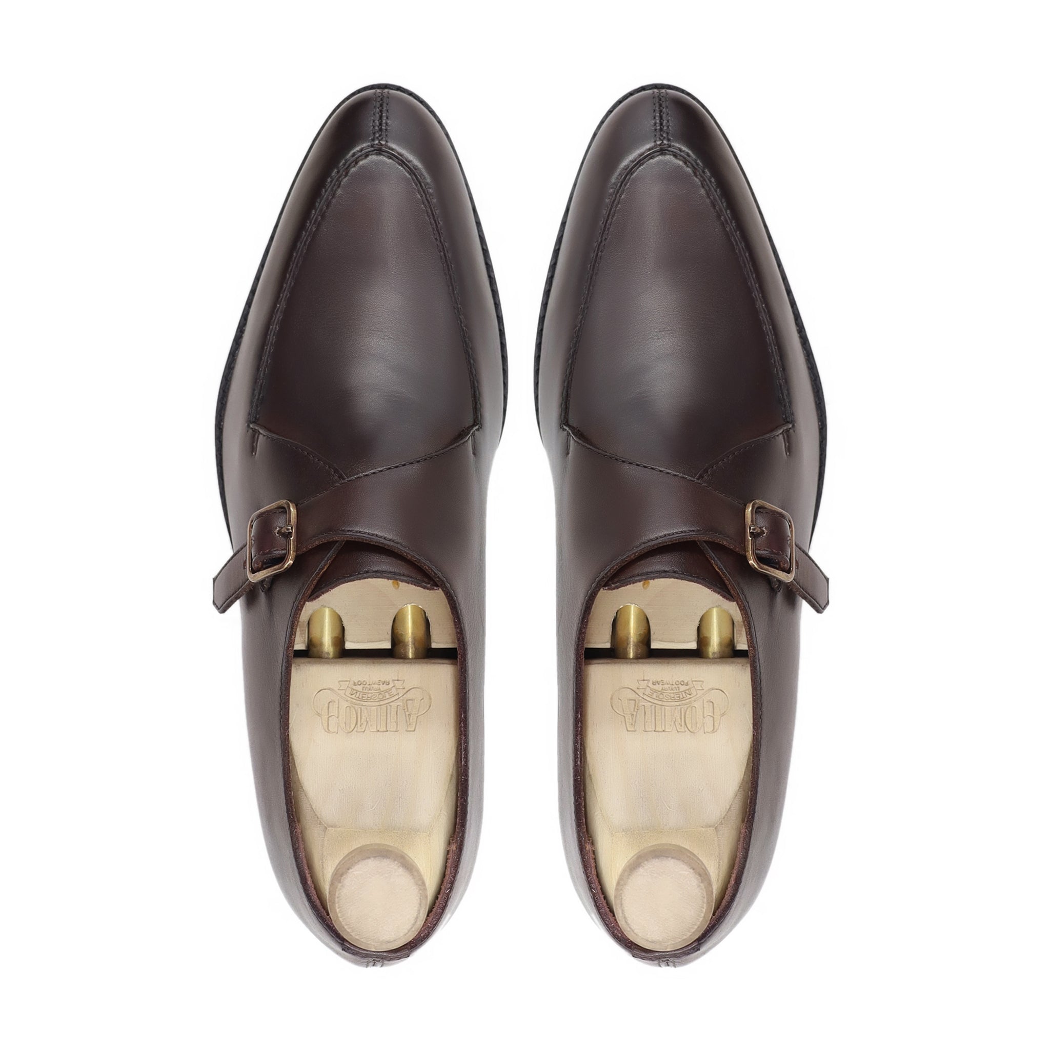 Shunke - Men's Dark Brown Calf Leather Single Monkstrap