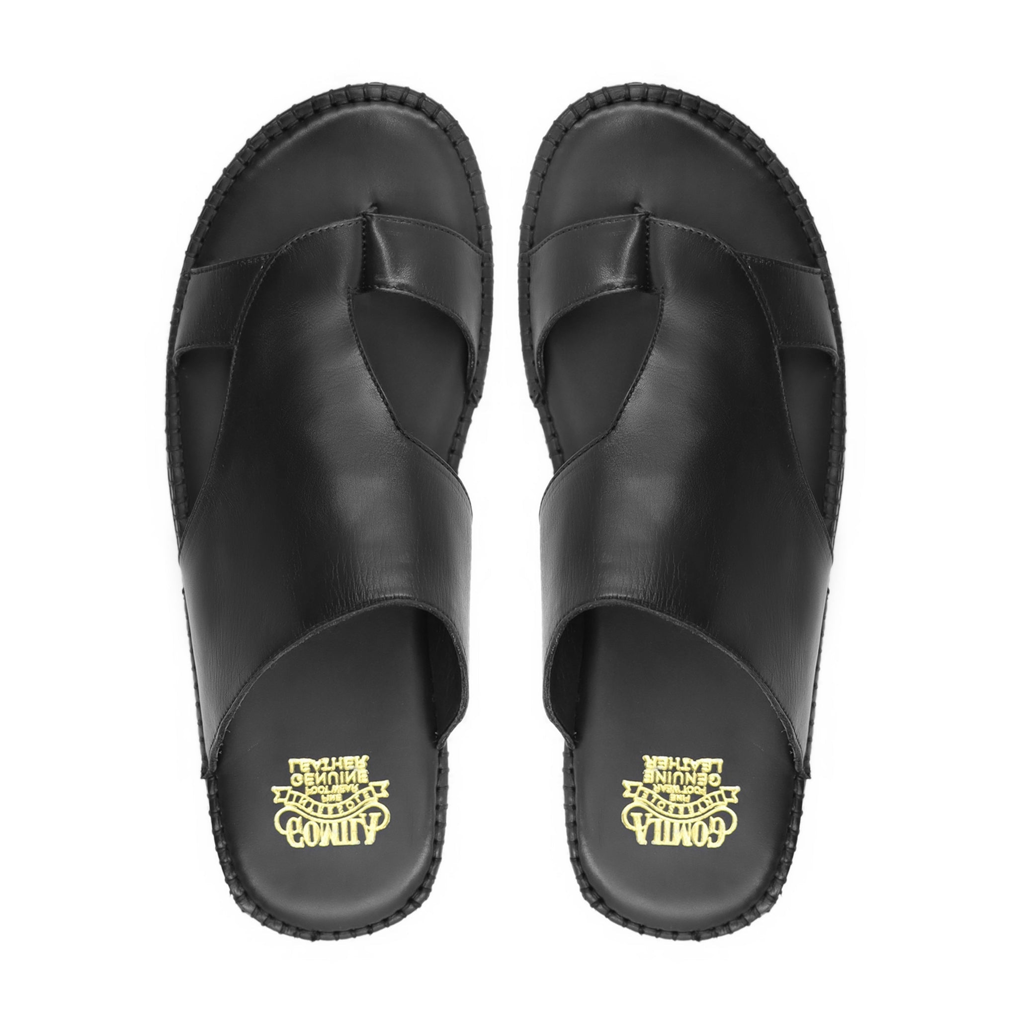 Tatsuya - Men's Black Calf Leather Slipper