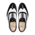 Arley - Men's Black Patent and White Box Leather High Shine Oxford Shoe