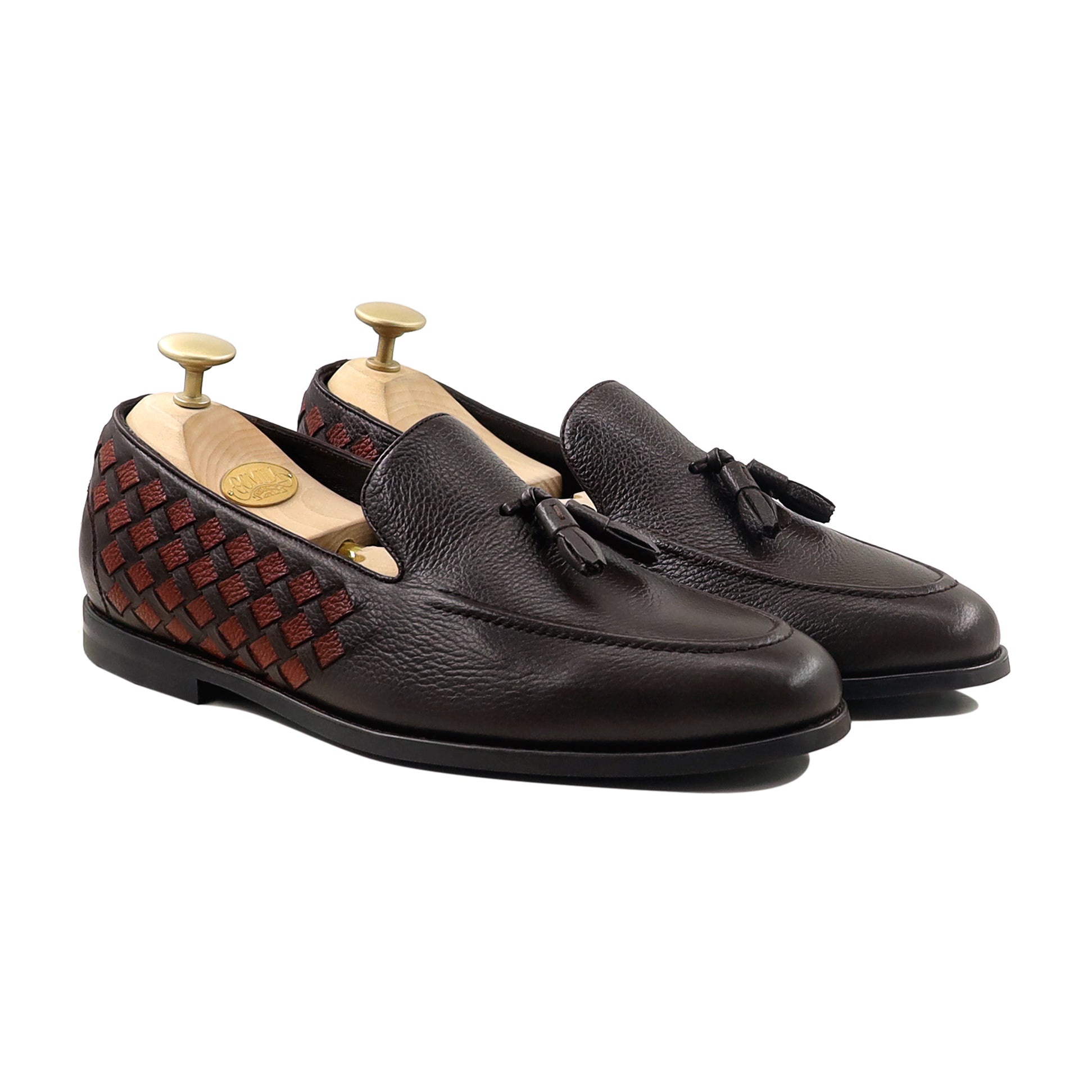 Tanto - Men's Oxblood and Dark Brown Pebble Grain Leather Loafer