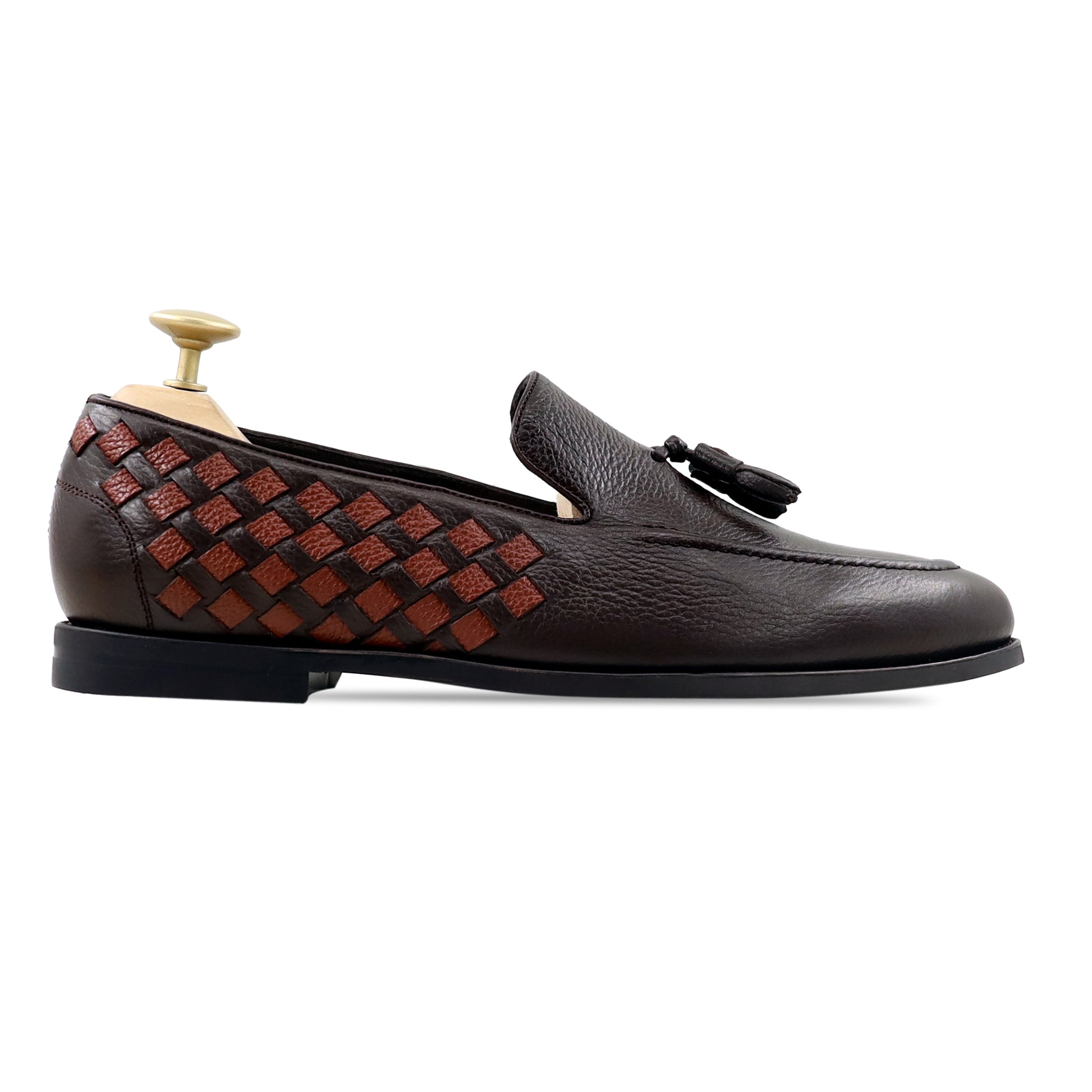 Tanto - Men's Oxblood and Dark Brown Pebble Grain Leather Loafer