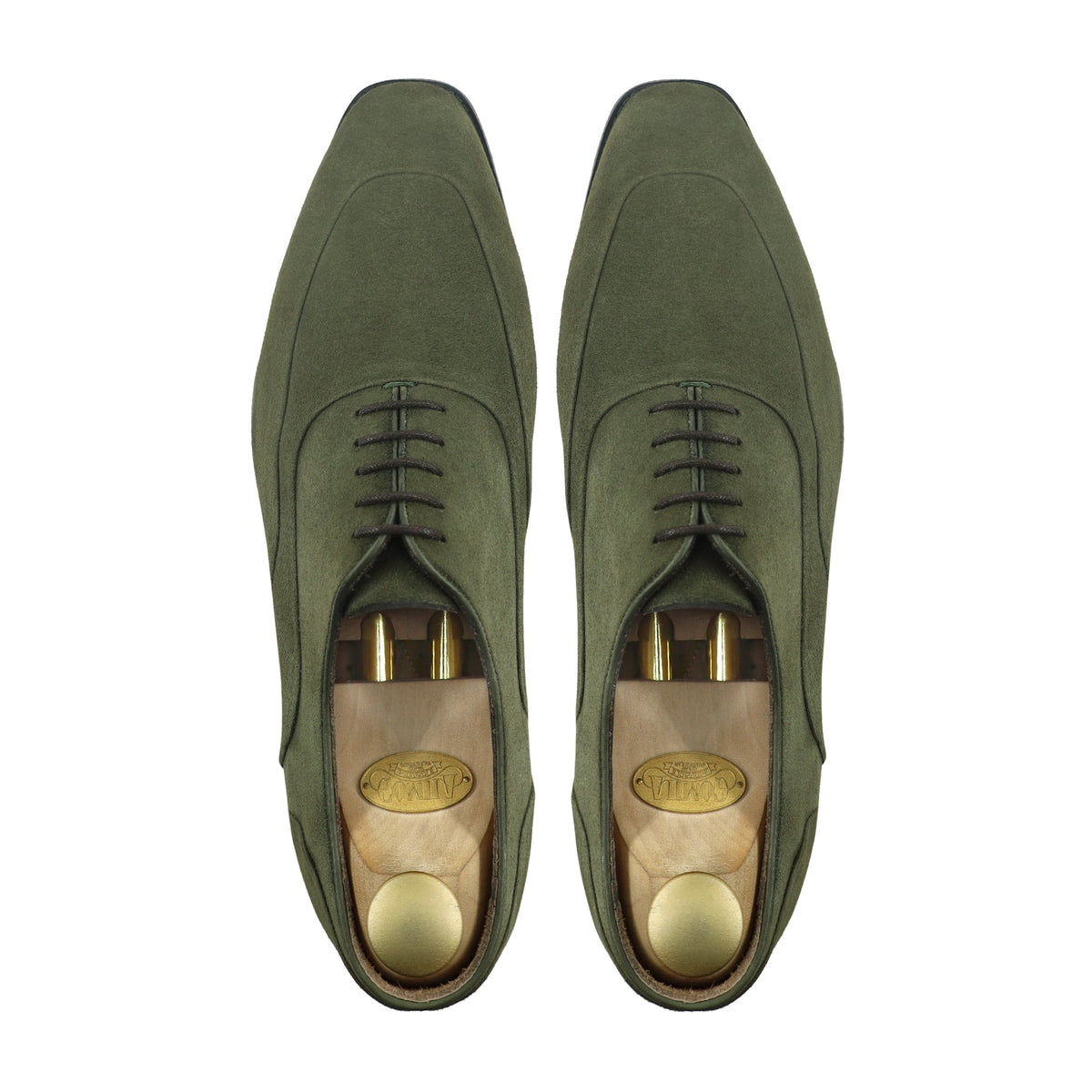 Bokken - Men's Olive Green Kid Suede Oxford Shoe
