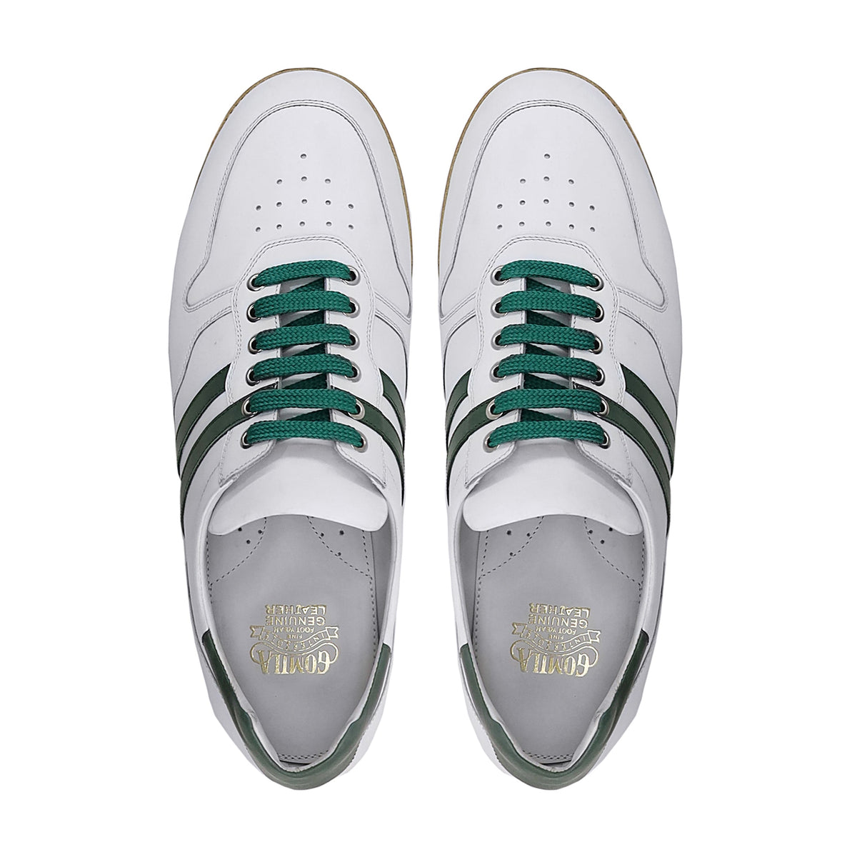 Gavyn - Men's White and Green Leather Jogger