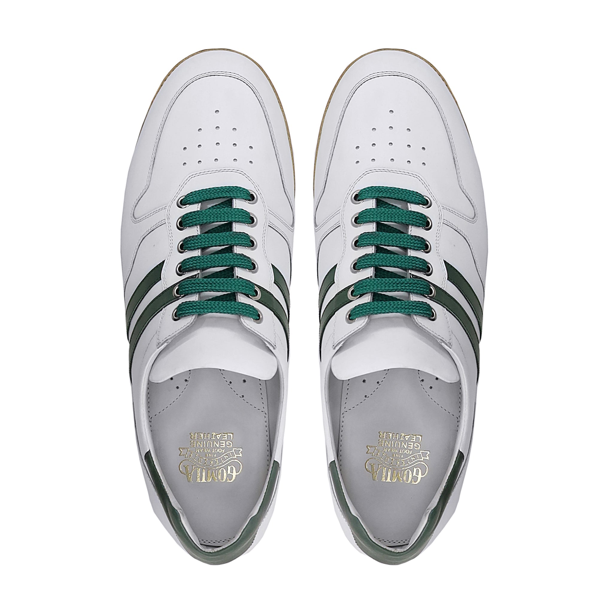 Gavyn - Men's White and Green Leather Jogger