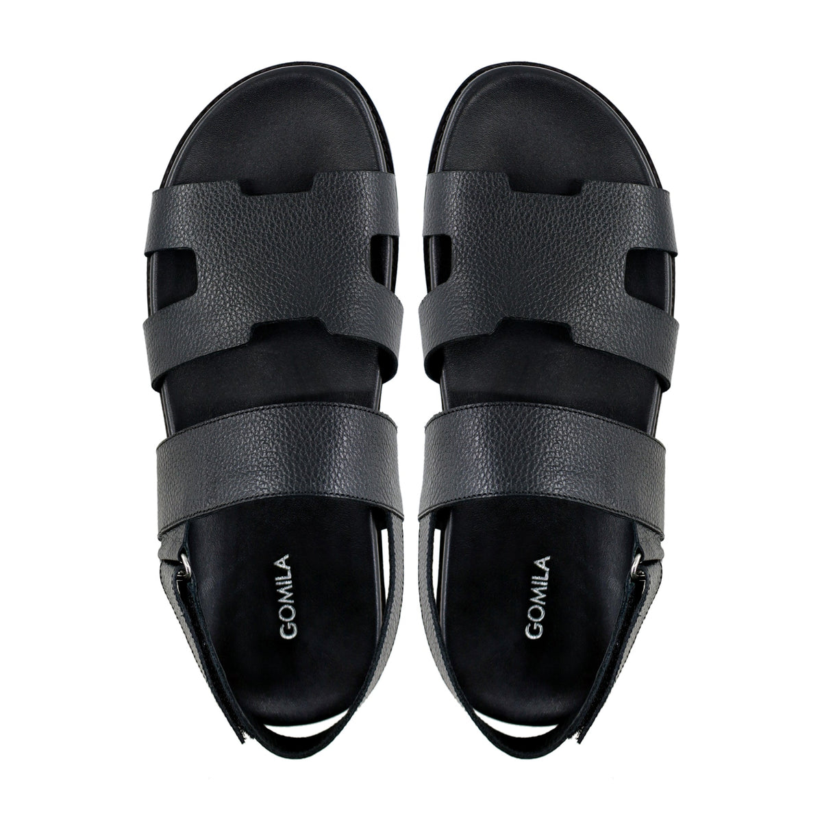 Reeve- Men's Black Pebble Grain Leather Sandal