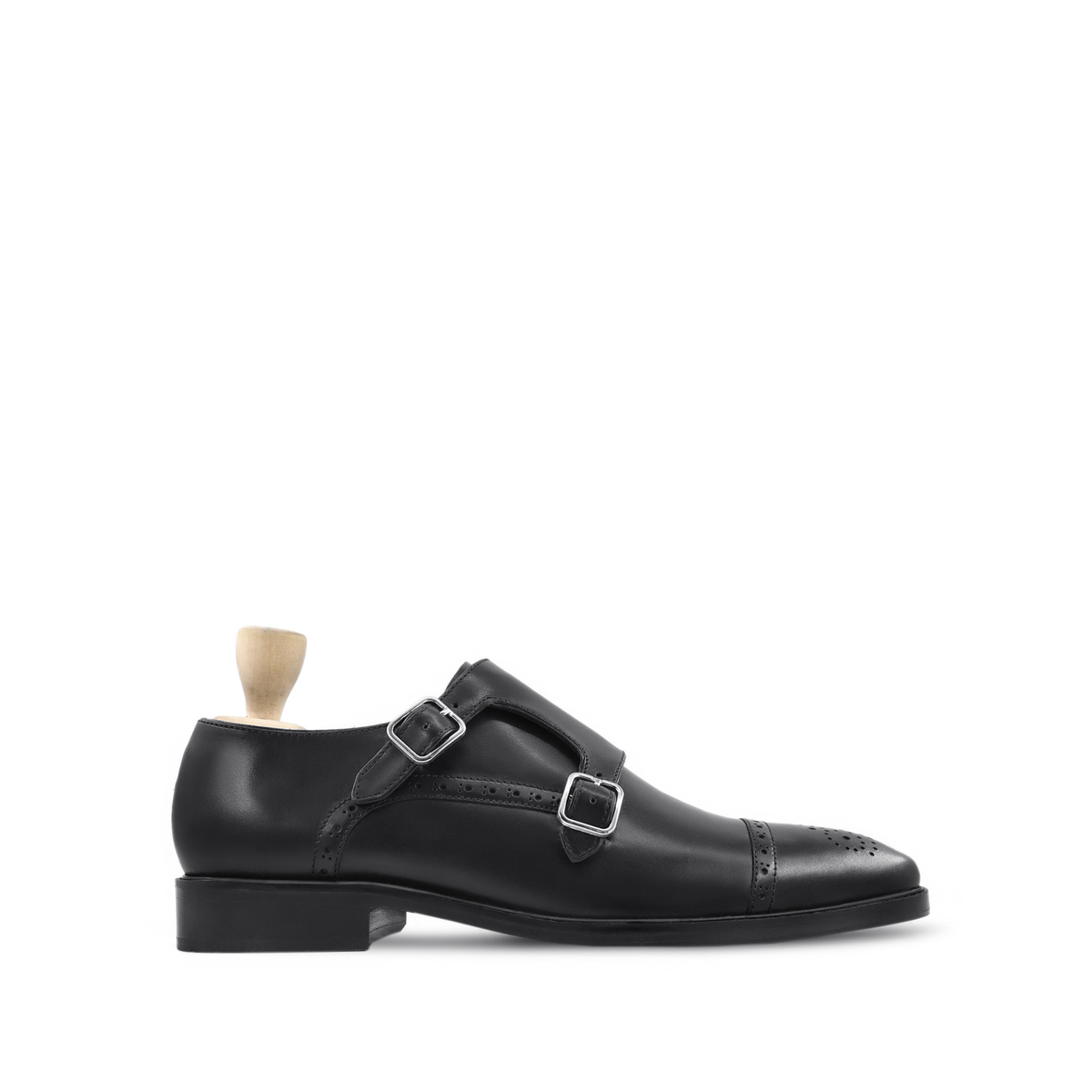 Jabez - Men's Black Calf Leather Double Monkstrap