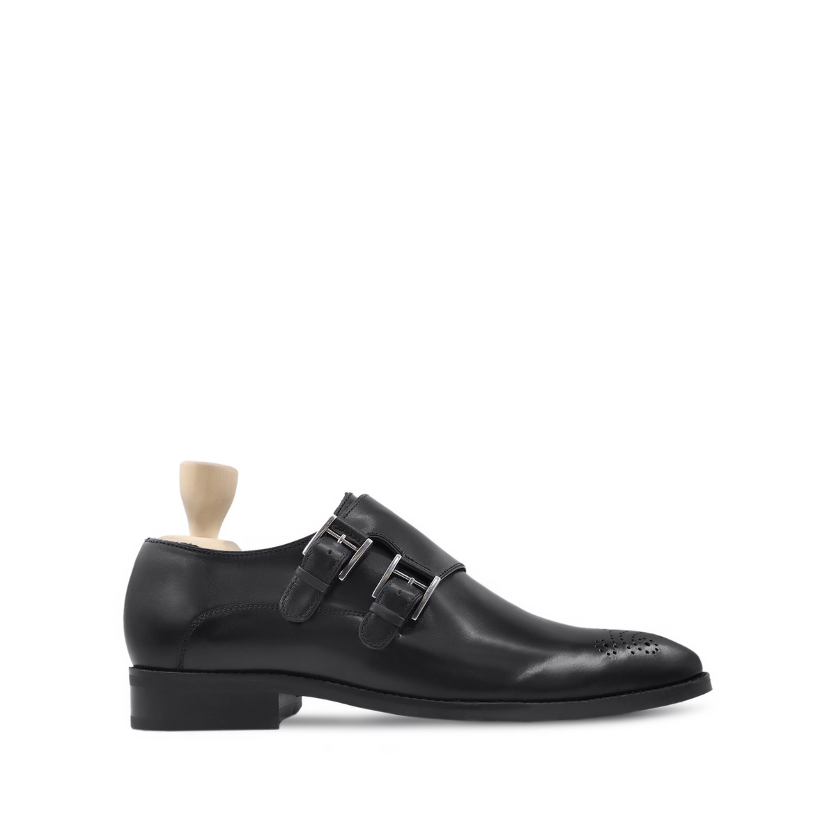 Jeralyn - Men's Black Calf Leather Double Monkstrap