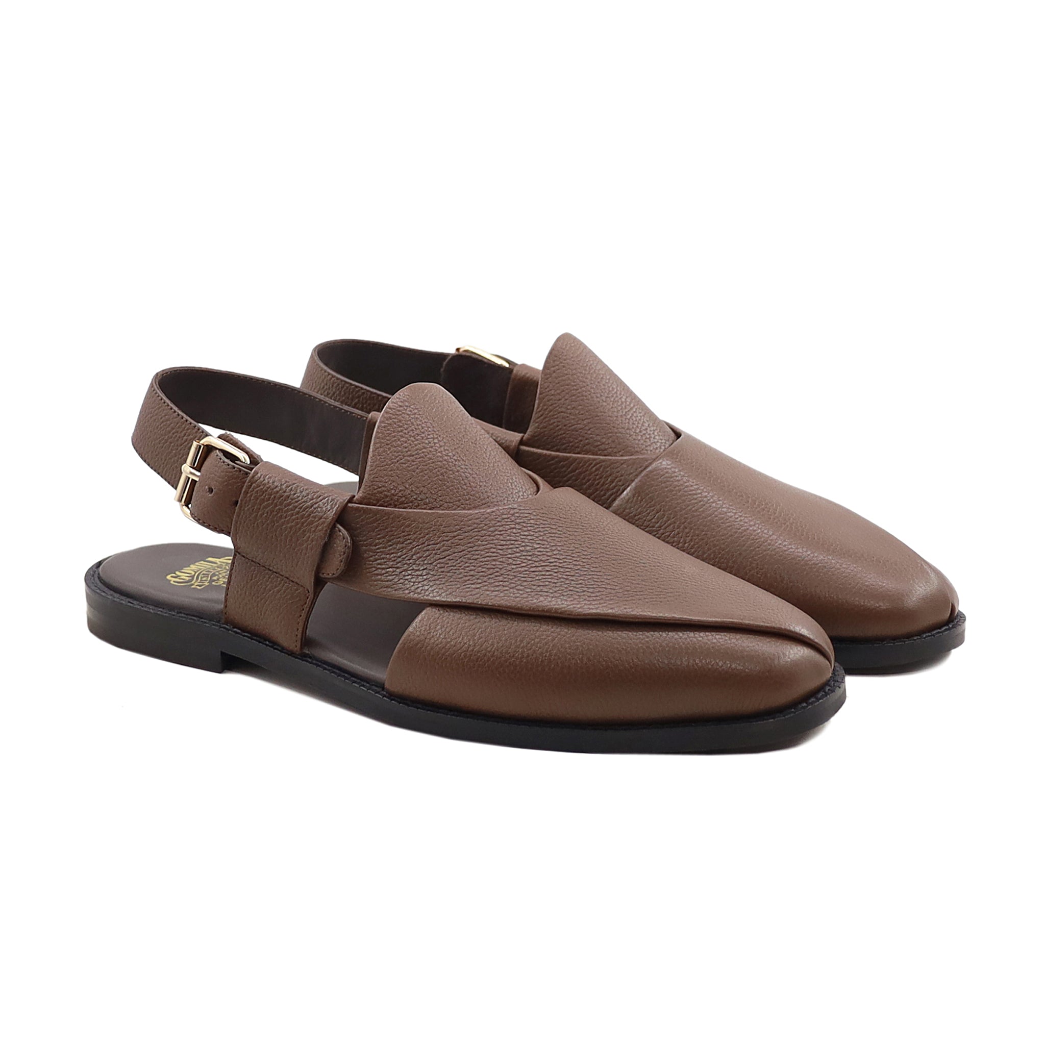 Riot - Men's Brown Pebble Grain Leather Sandal