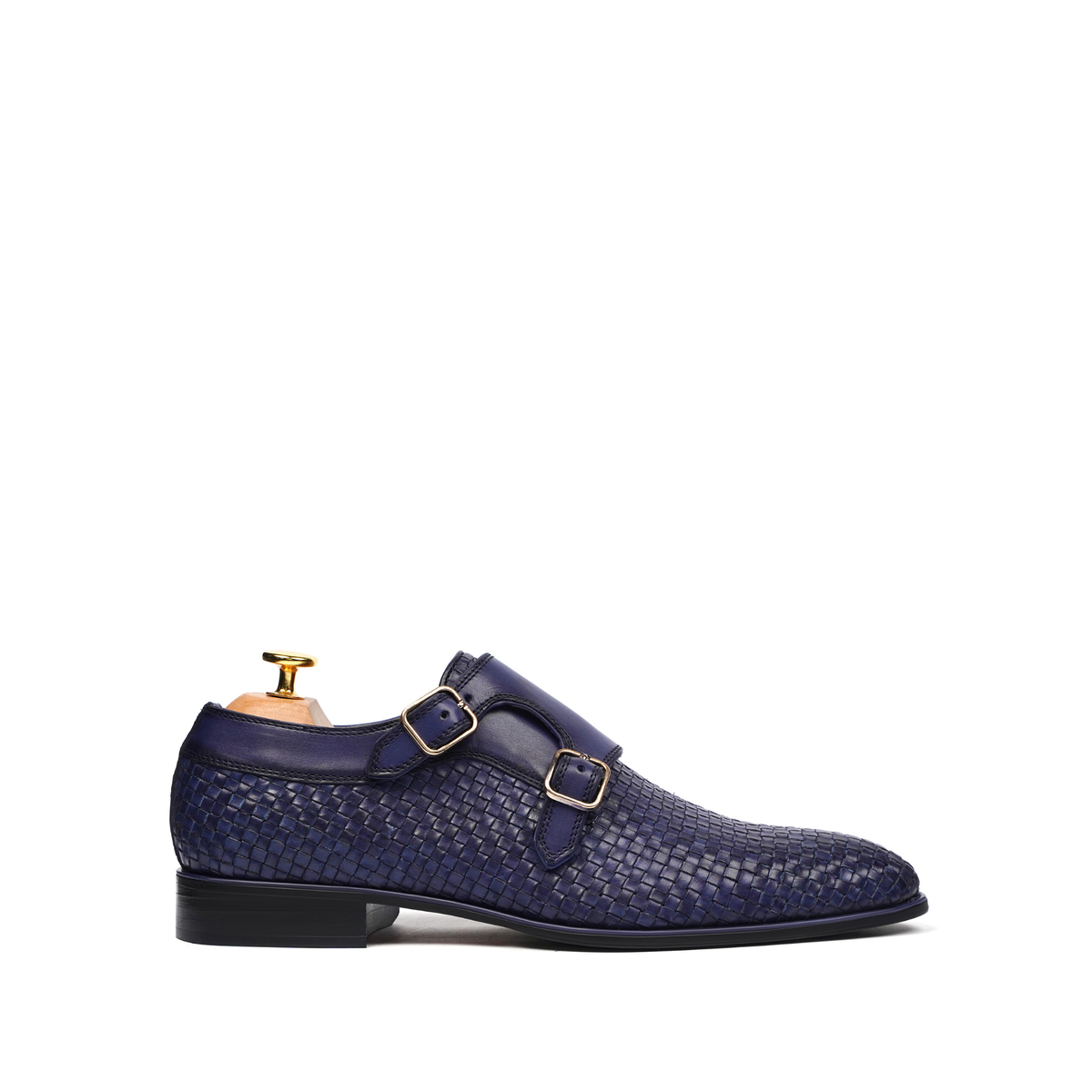 Lizard - Men's Blue Hand Woven Calf Leather Double Monkstrap