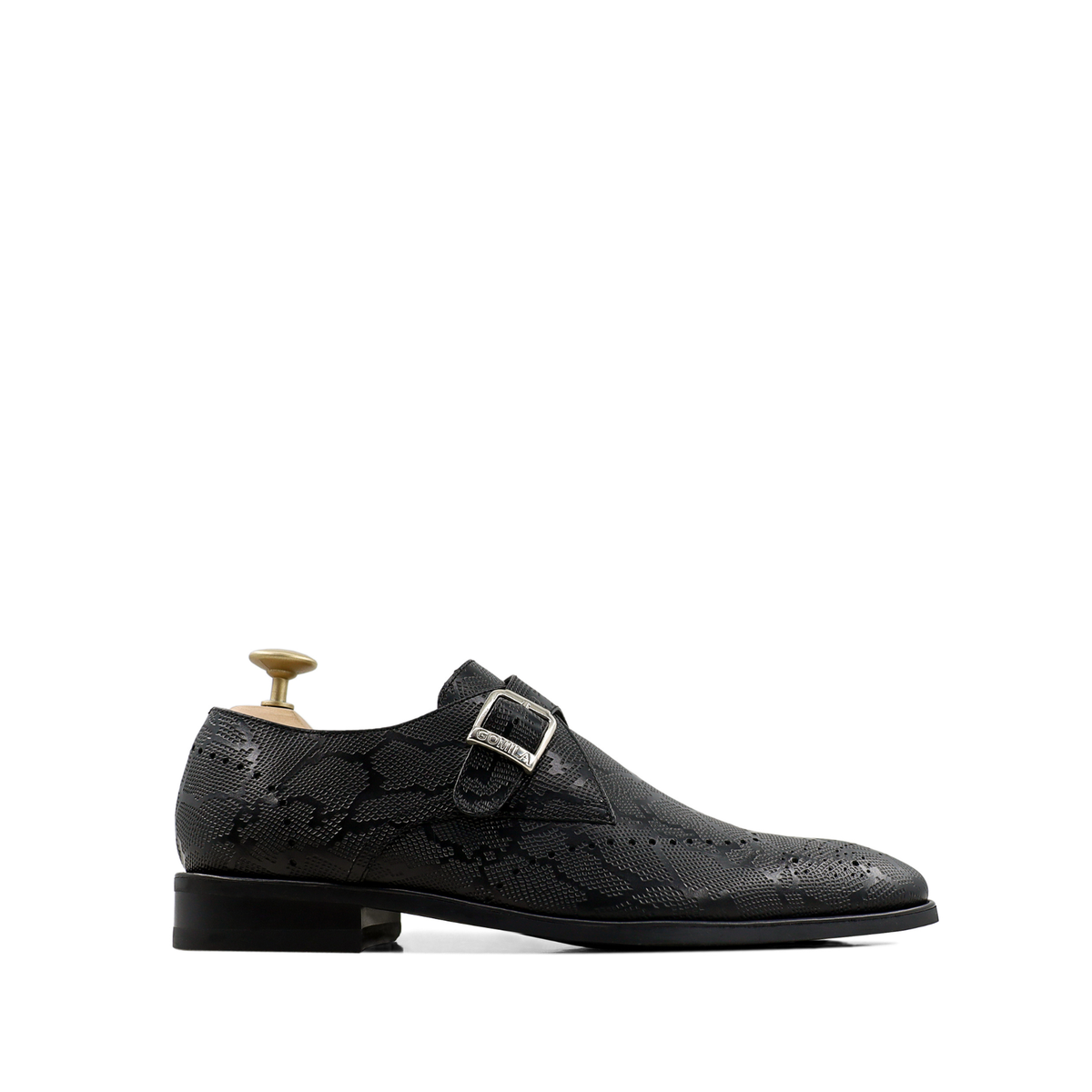 Lonnie - Men's Black Calf Leather Single Monkstrap