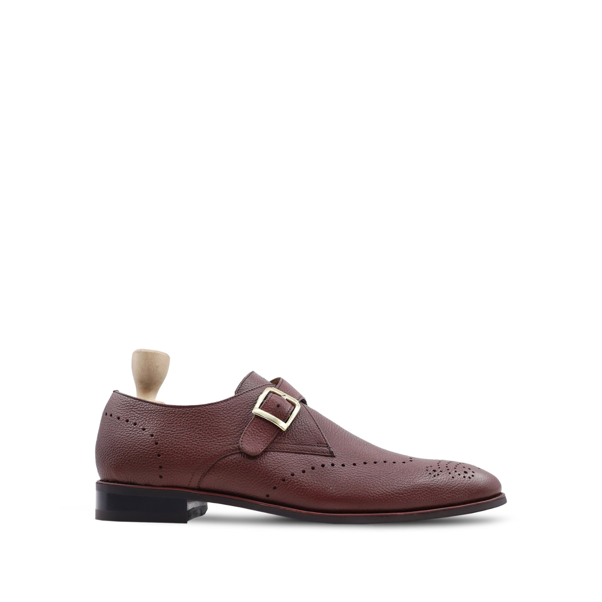 Ludza - Men's Oxblood Pebble Grain Leather Single Monkstrap