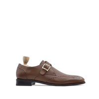 Ludza - Men's Brown Pebble Grain Leather Single Monkstrap