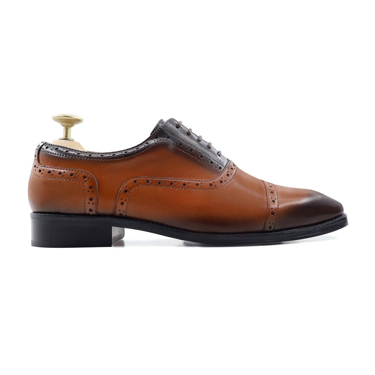 Luka - Men's Burnished Tan Calf Leather Oxford Shoe