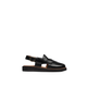 Aluzio - Kid's Black Box Leather High Shine Sandal (5-12 Years Old)