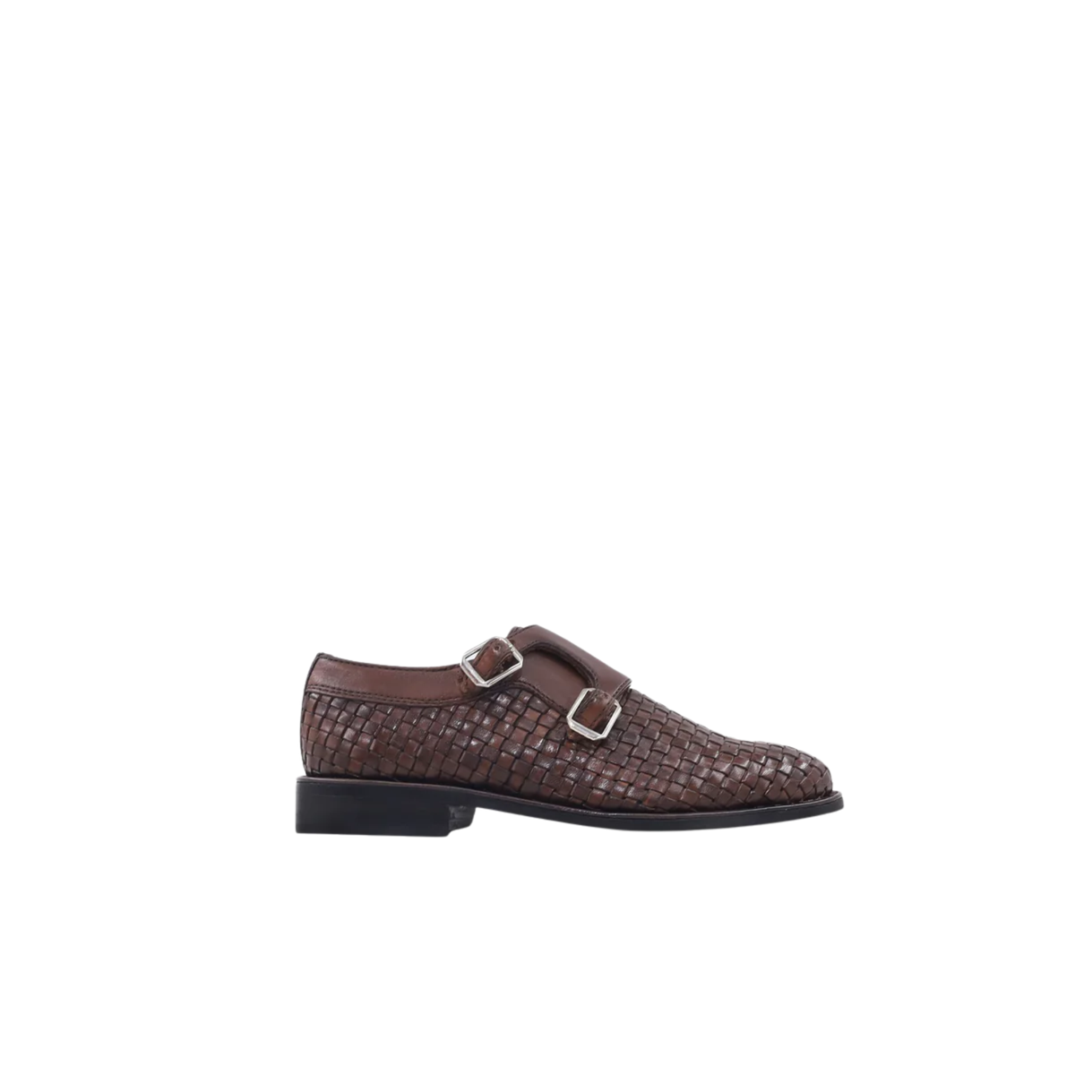 Denis - Kid's Reddish Brown Hand Woven Calf Leather Double Monkstrap (5-12 Year's Old)