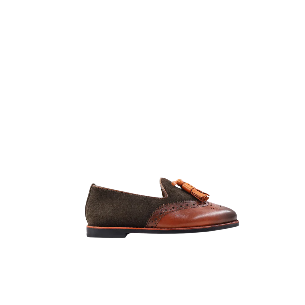 Pedro - Kid's Burnished Brown Calf Leather and Kid Suede Loafer (5-12 Year's Old)