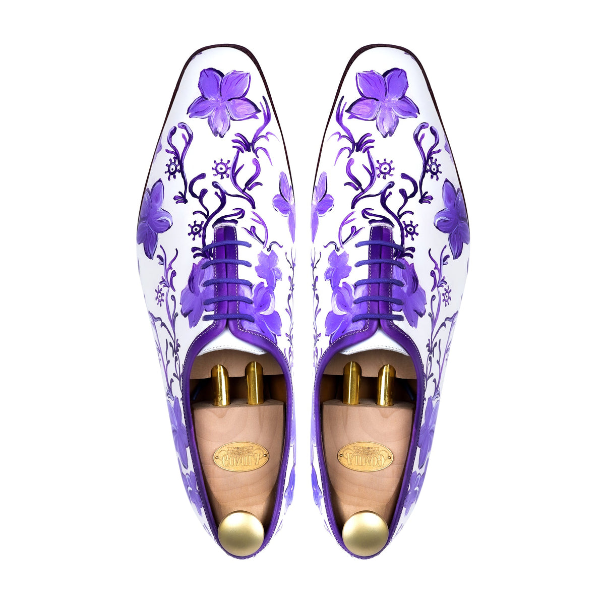 Madrid - Men's White Hand Painted Wholecut