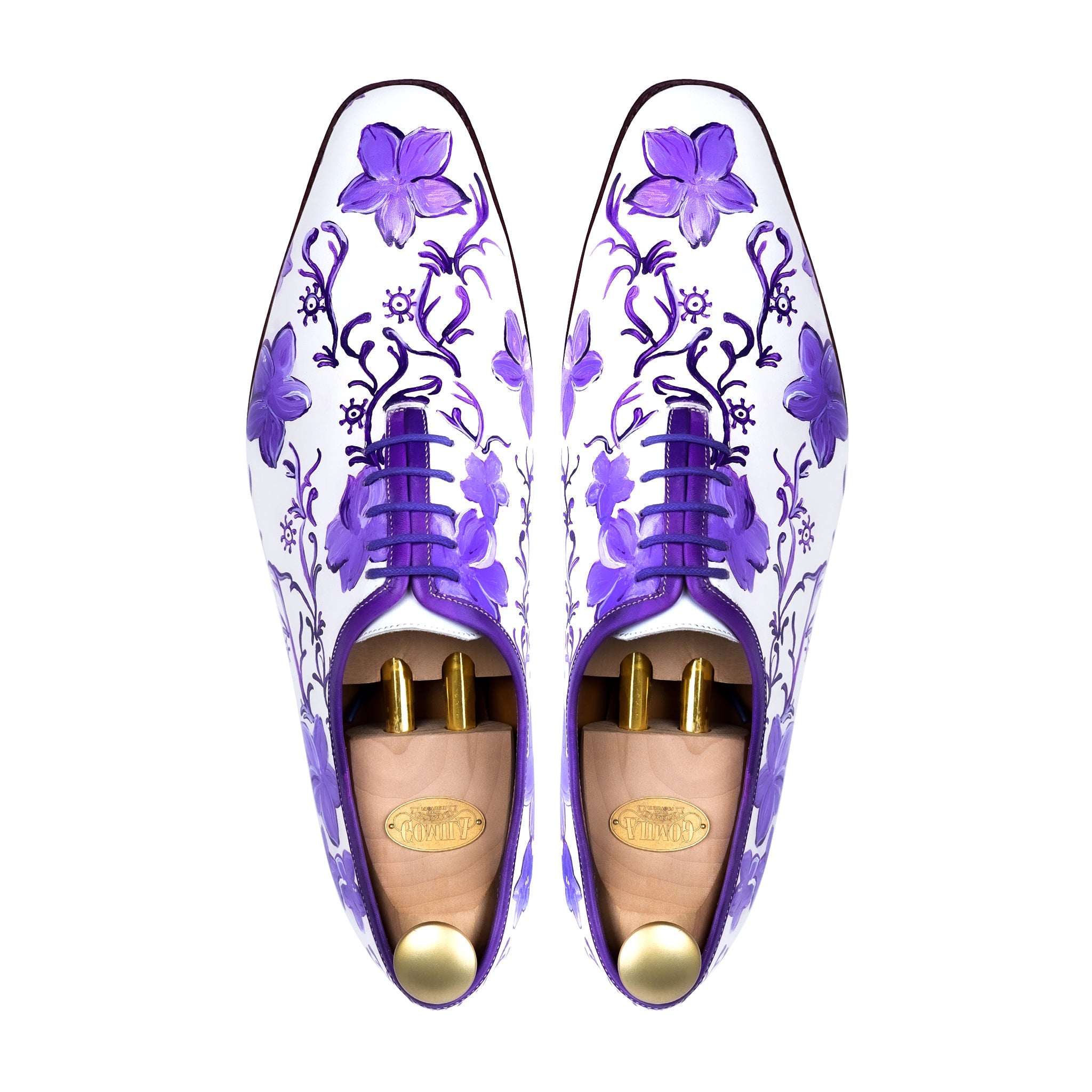 Madrid - Men's White Hand Painted Wholecut