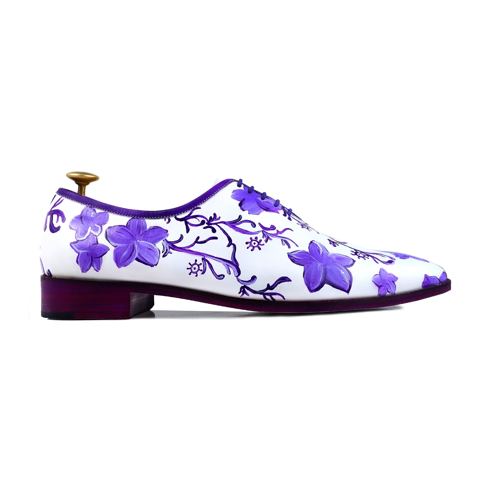 Madrid - Men's White Hand Painted Wholecut