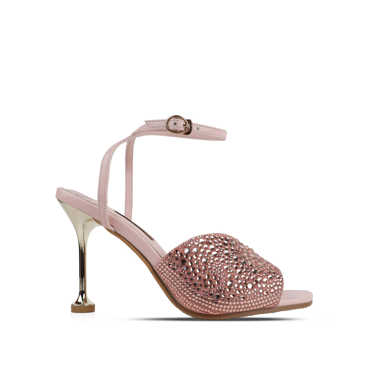 Maya - Women’s Light Peach Rhinestone 90mm Heels