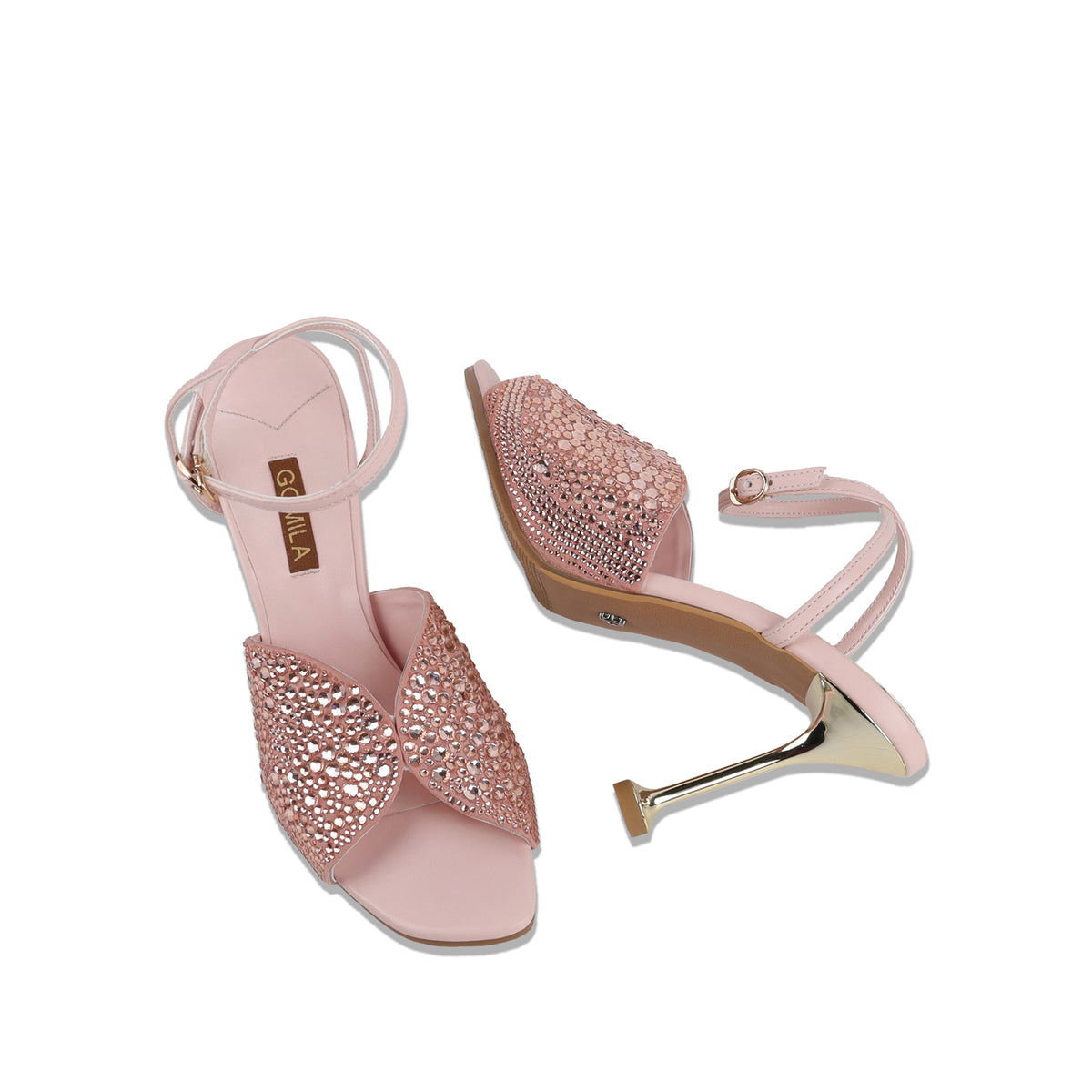 Maya - Women’s Light Peach Rhinestone 90mm Heels