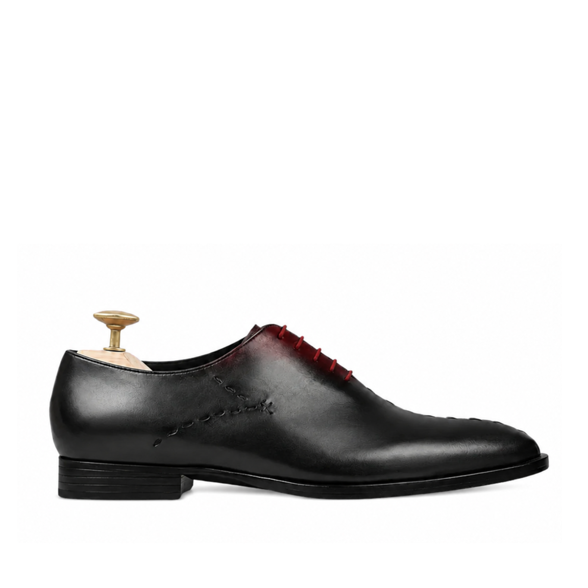 Milano - Men's Charcoal Oxblood Patina Calf Leather Wholecut Shoe