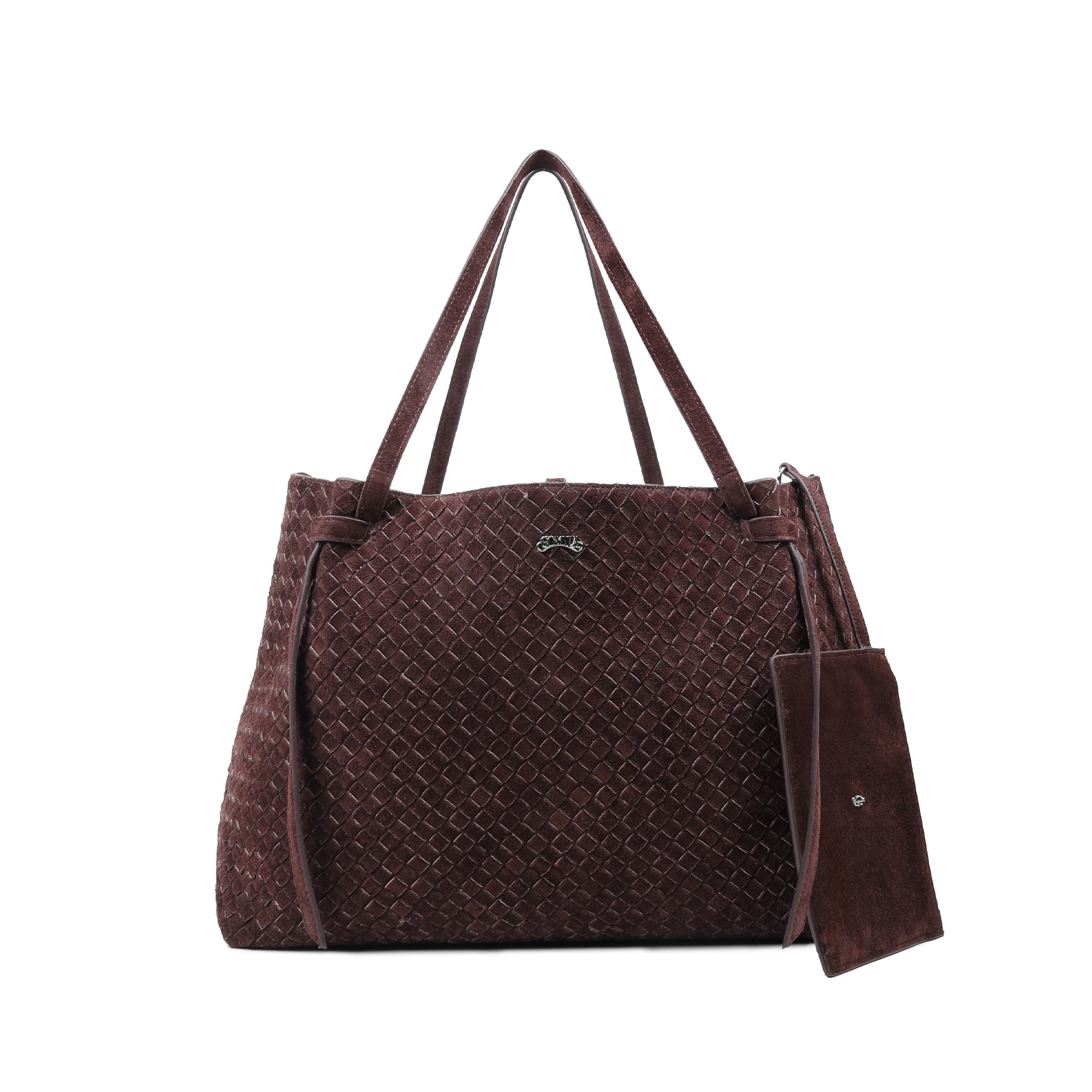Nevada - Chocolate Brown Kid Suede Handwoven Women’s Handbag