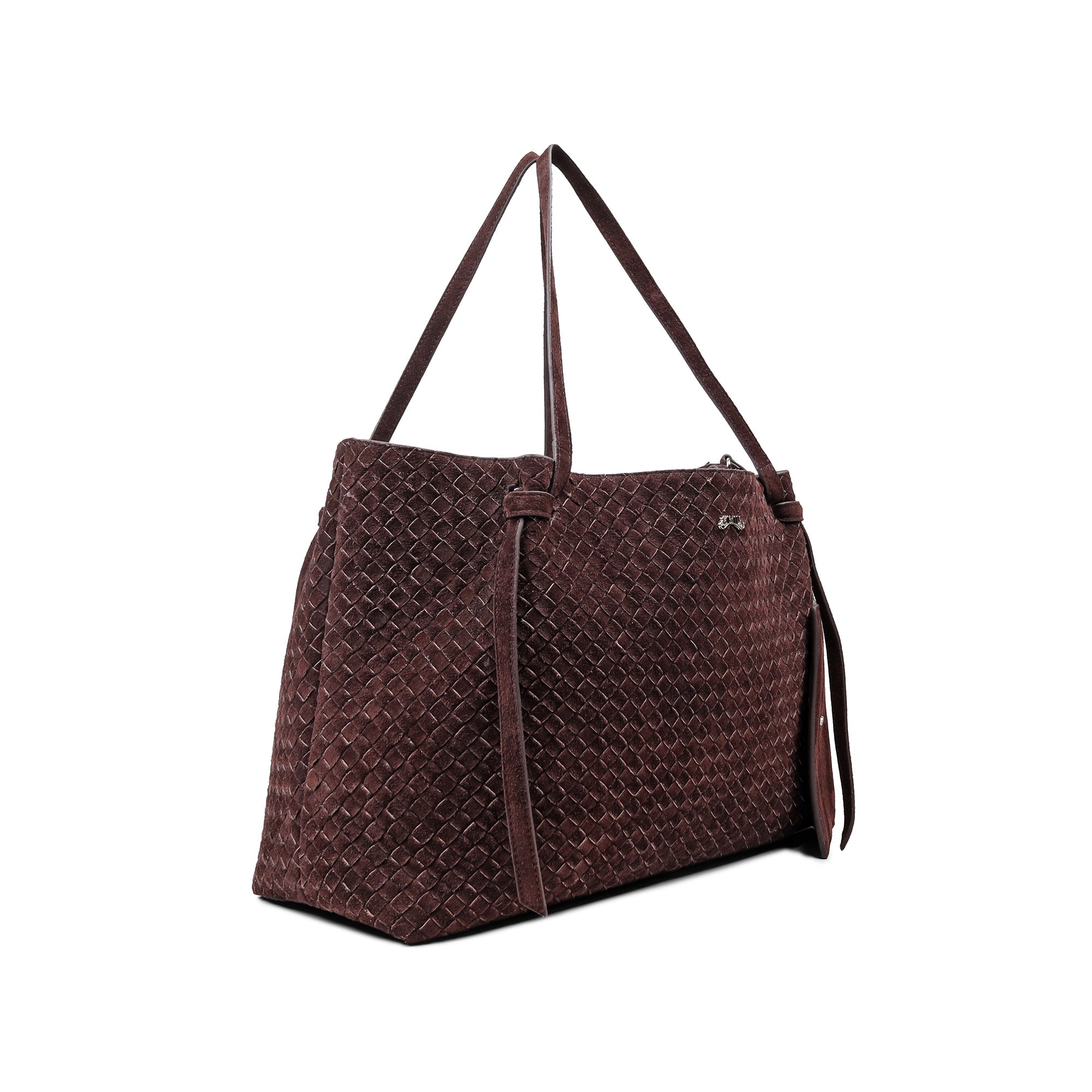 Nevada - Chocolate Brown Kid Suede Handwoven Women’s Handbag