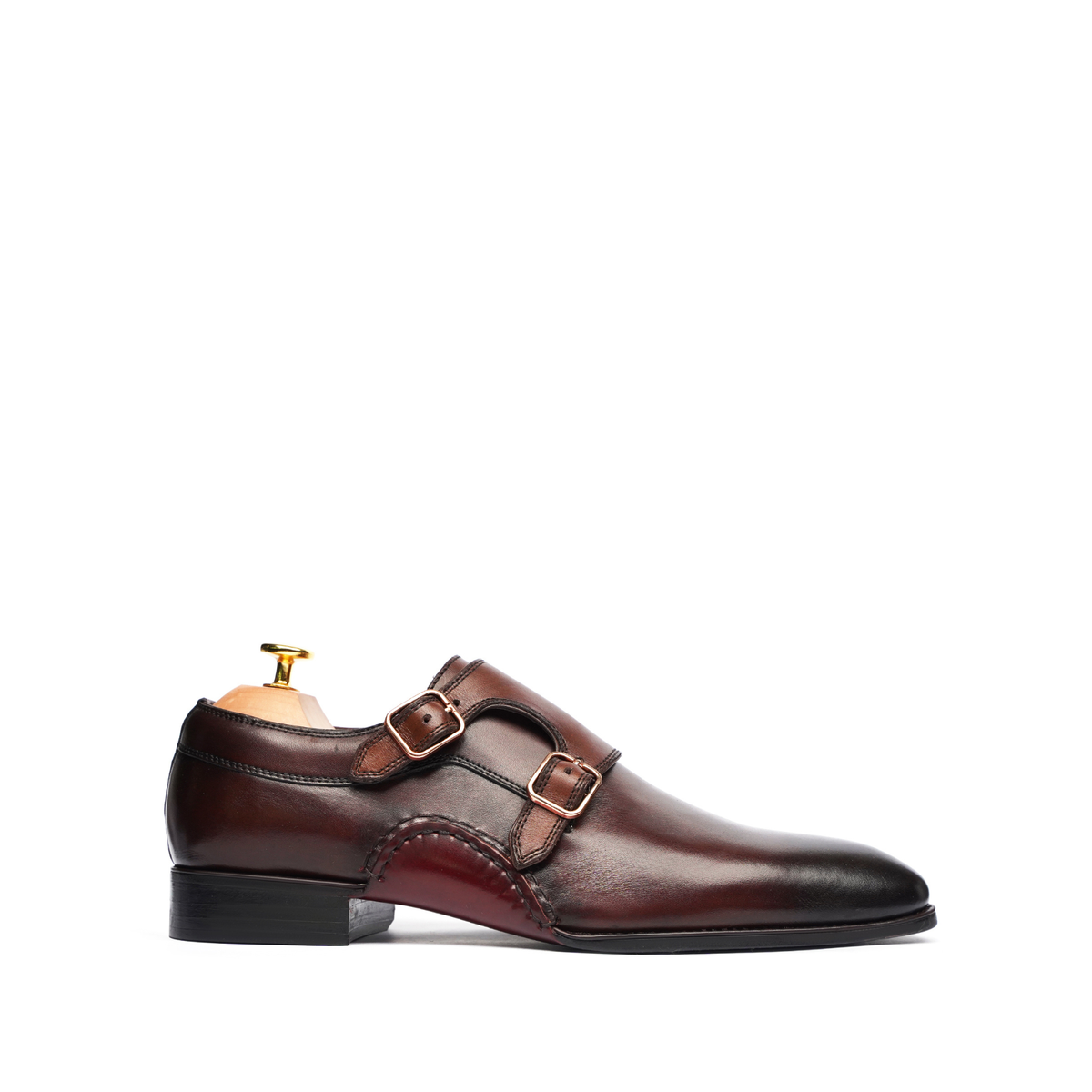 Nikoza - Men's Burnished Oxblood Calf Leather Single Monkstrap