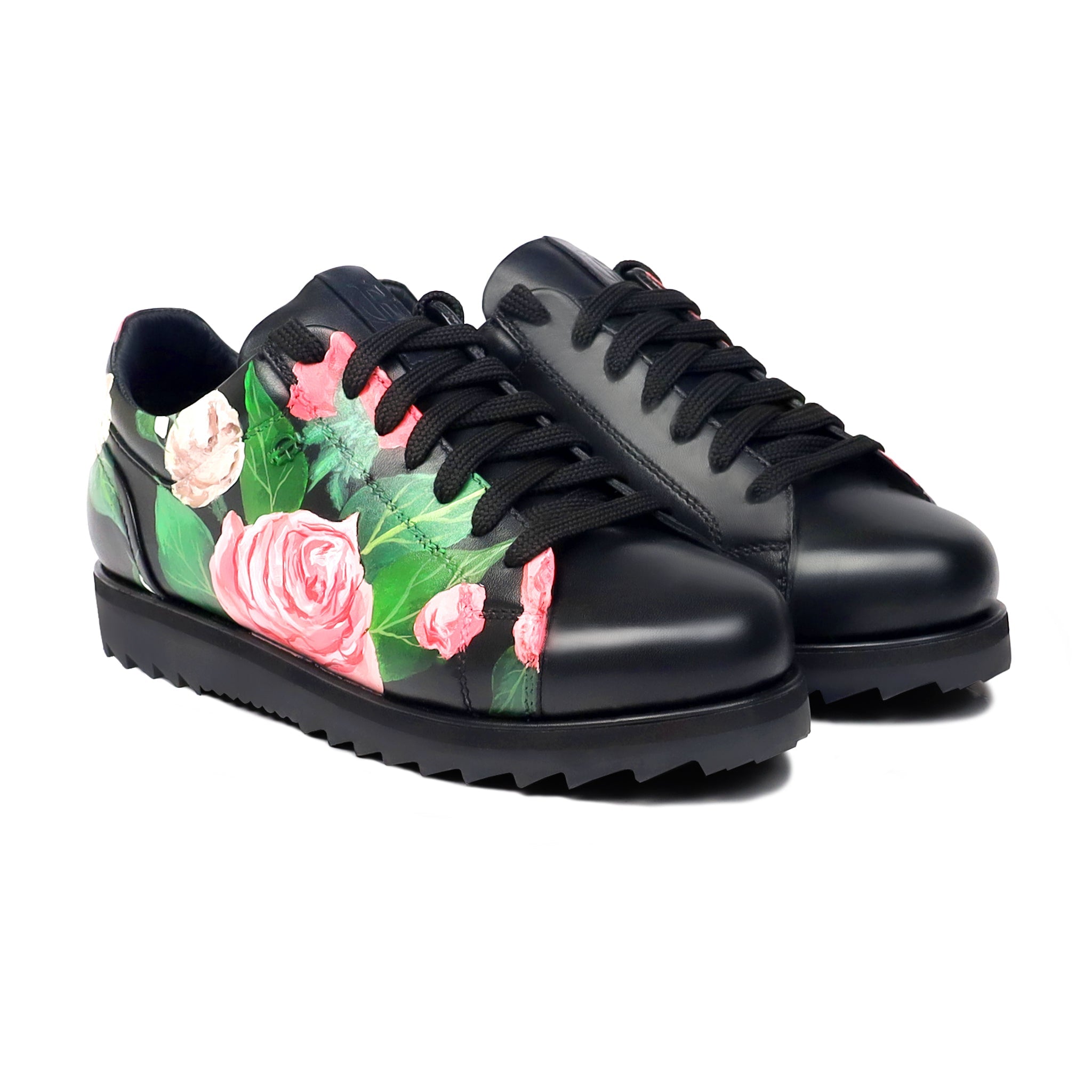 Nixie - Men's Black Hand Painted Sneaker