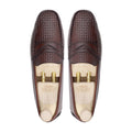 Opal - Men's Dark Brown Calf and Hand Woven Calf Leather Driver Shoe