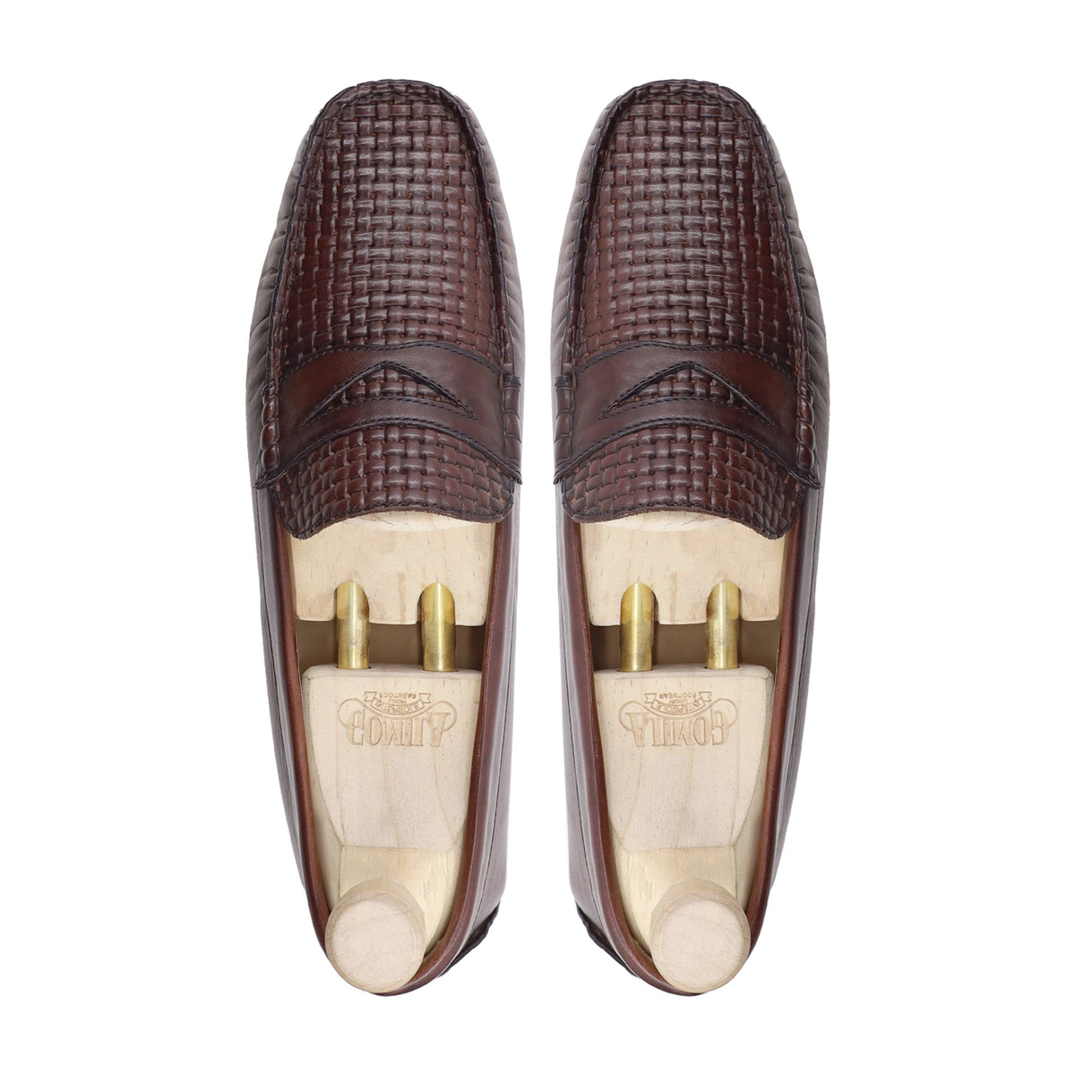Opal - Men's Dark Brown Calf and Hand Woven Calf Leather Driver Shoe