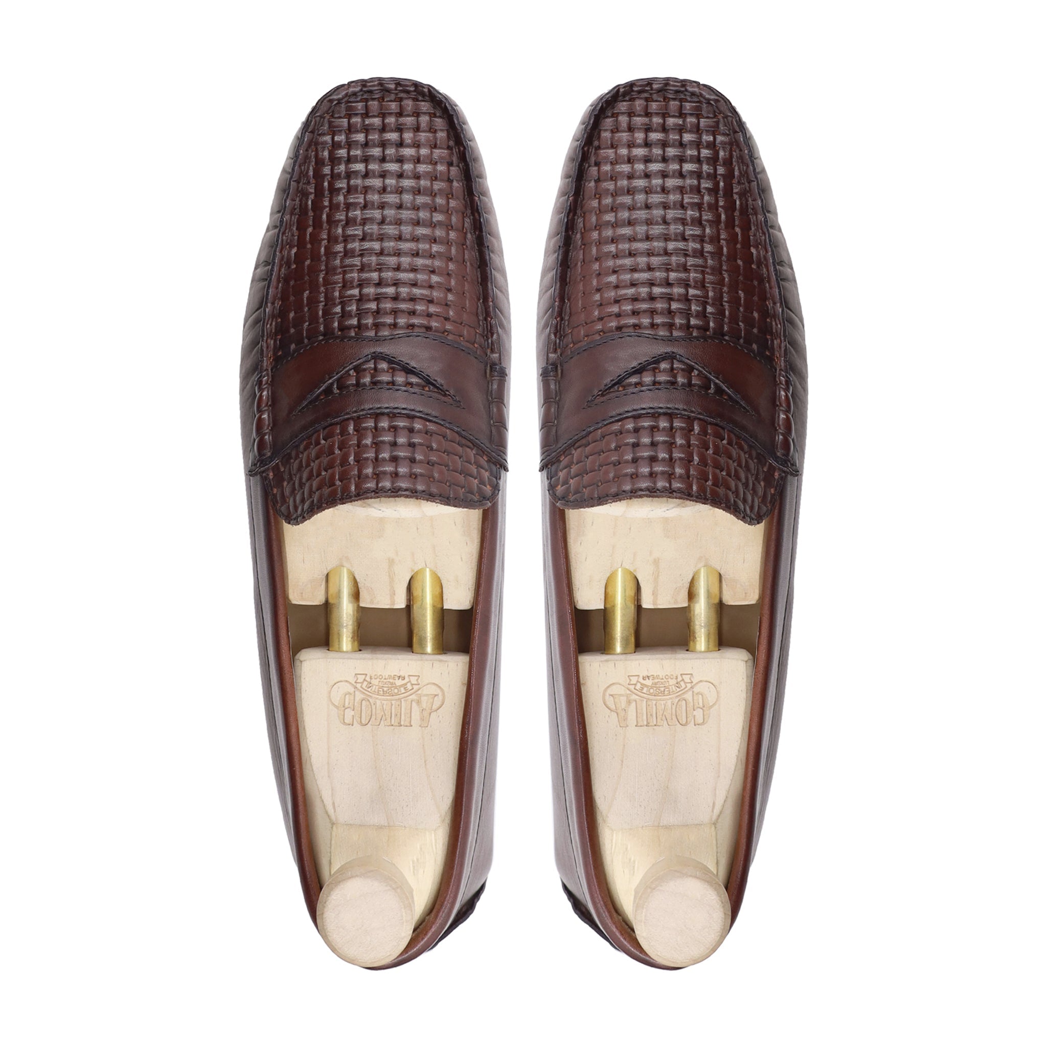 Opal - Men's Dark Brown Calf and Hand Woven Calf Leather Driver Shoe