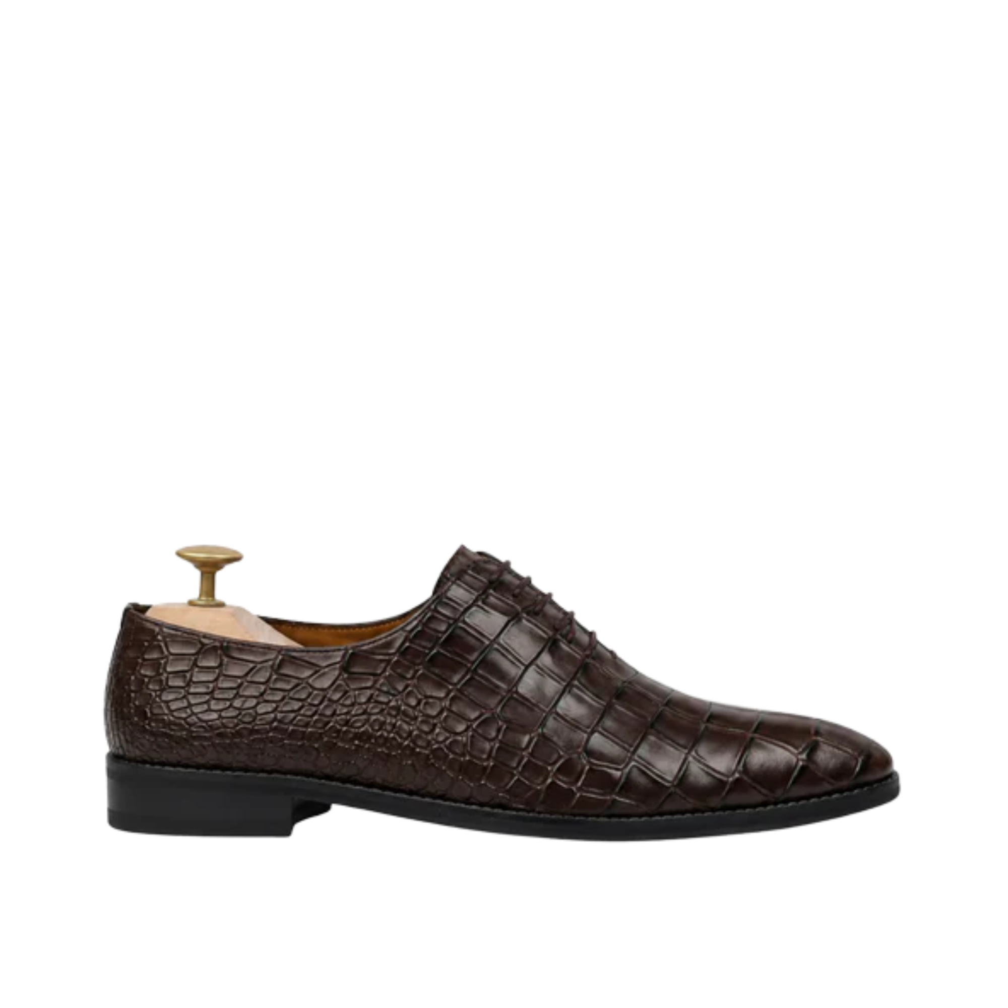 Elvano - Men's Dark Brown Calf Leather Wholecut Shoe