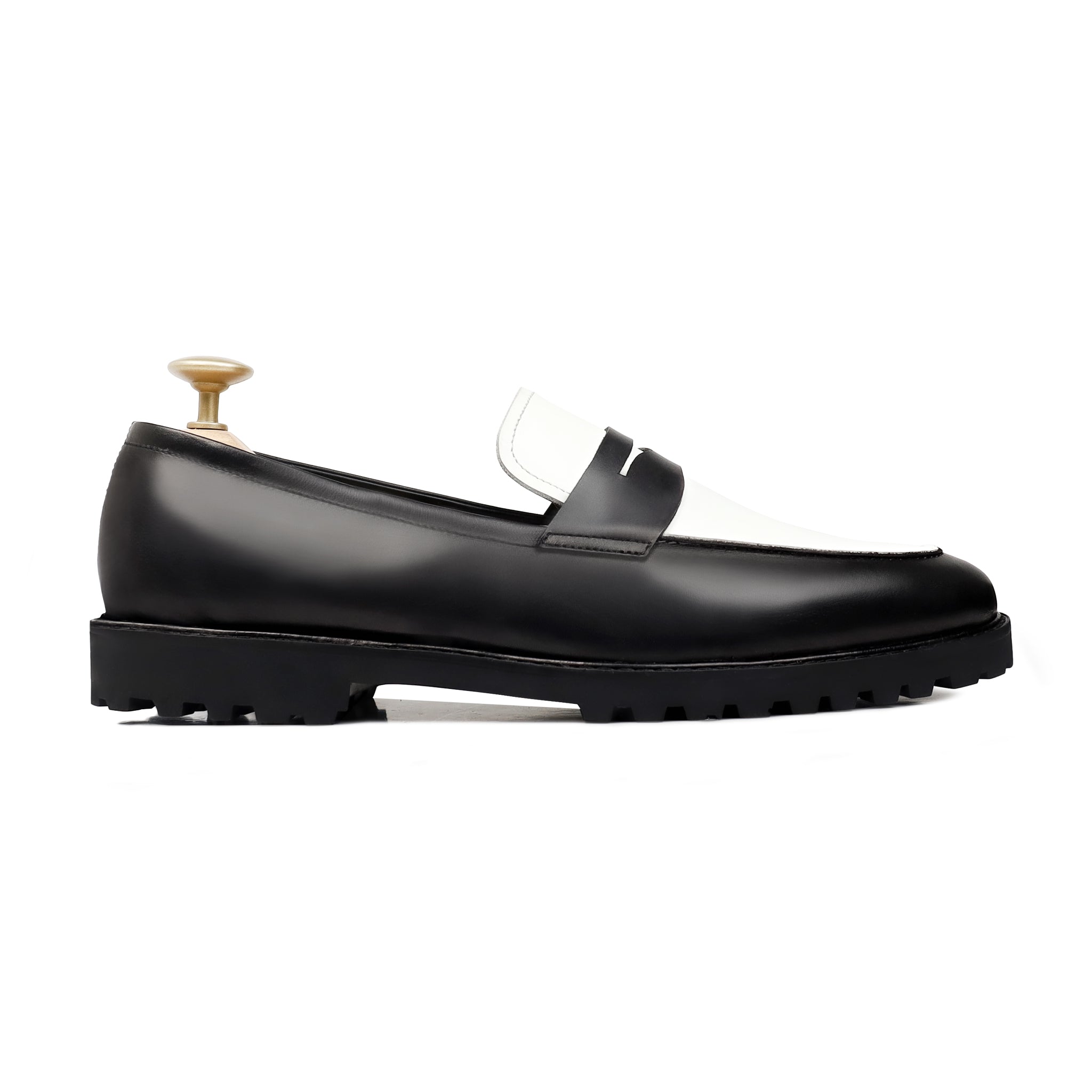 Ridge - Men's Black and White Calf Leather Loafer
