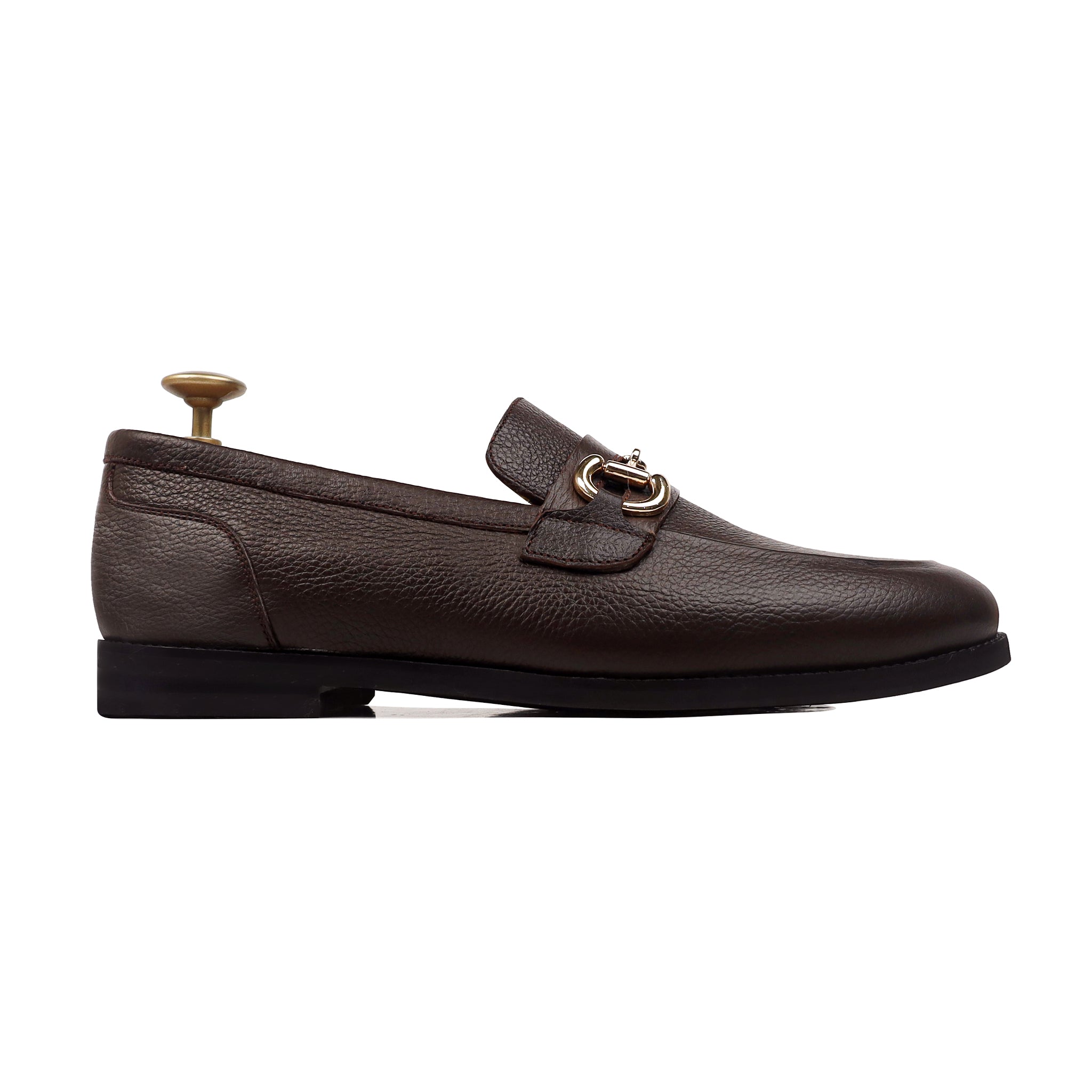 Leory - Men's Dark Brown Pebble Grain Leather Loafer