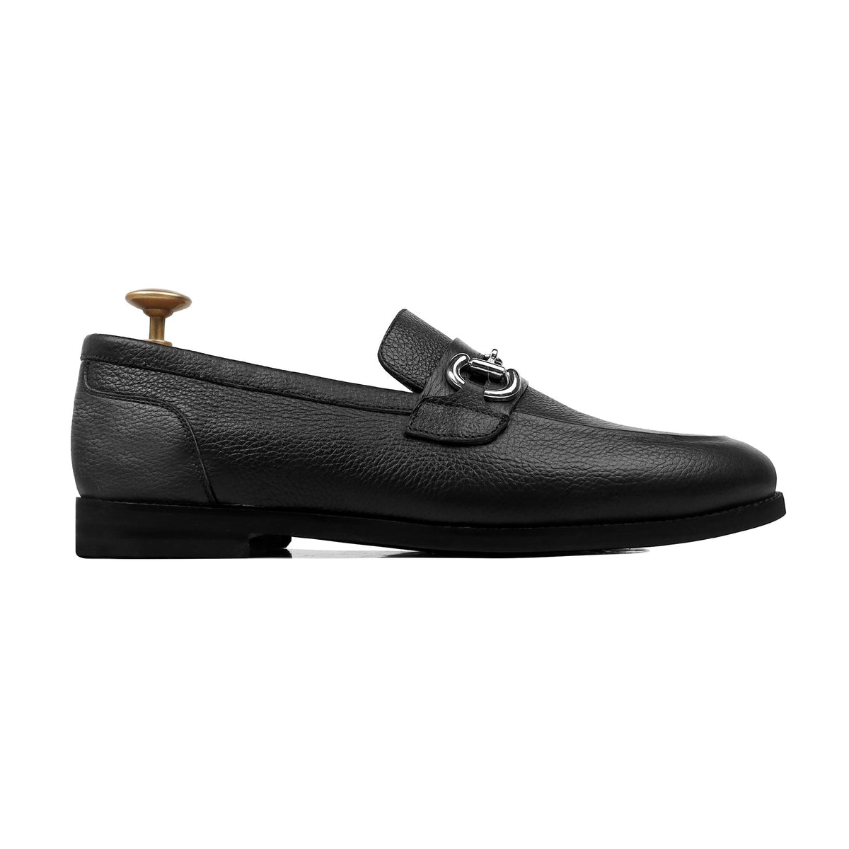 Leory - Men's Black Pebble Grain Leather Loafer