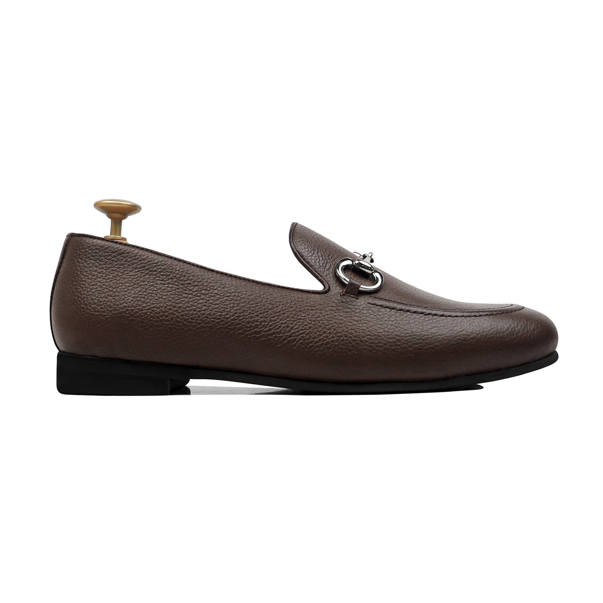 Byron - Men's Dark Brown Pebble Grain Leather Loafer