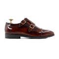 Velori - Men's Reddish Brown Box Leather High Shine Double Monkstrap