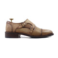 Chiam - Men's Beige Calf Leather Double Monkstrap - Goodyear Welted